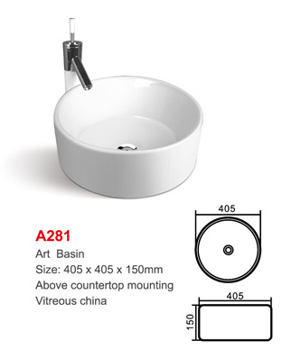 Modern home usage good quality round ceramic white art basin wash basin counter top basin