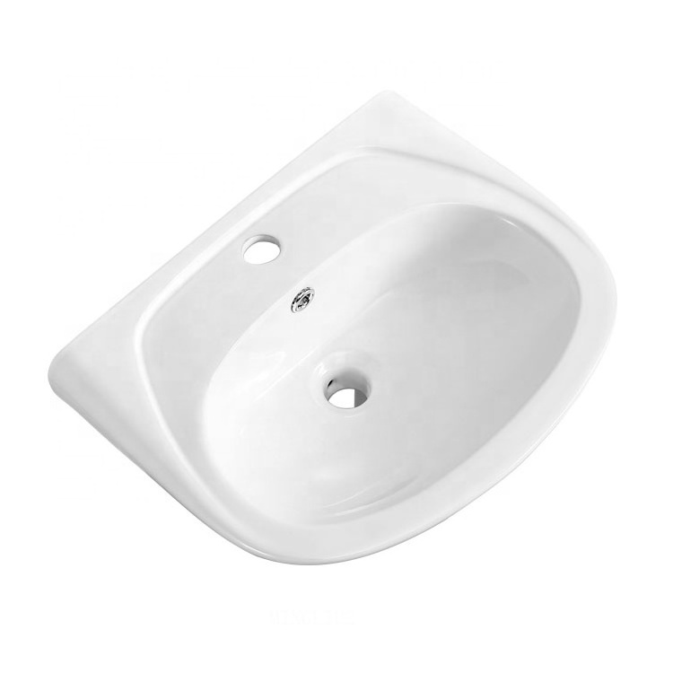 European Style White Wash Basin Bathroom Wash Basin Wall Hanging Ceramic Sink Modern Hotel Wash Basin