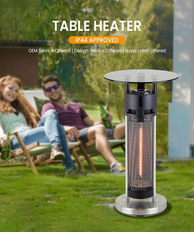 Hot Sale 1400W Tempered Glasstable Top Patio Outdoor Heater Carbon Fibre Table Mini Heater