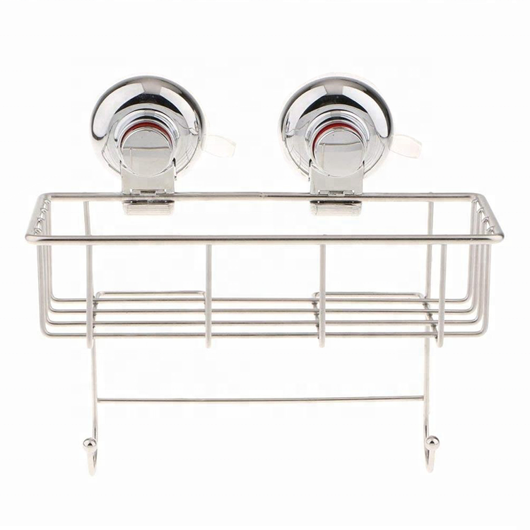 Shampoo Basket Shelf Organizer Storage Adhesive Shower Caddy With 2 Hooks For Bathroom Kitchen