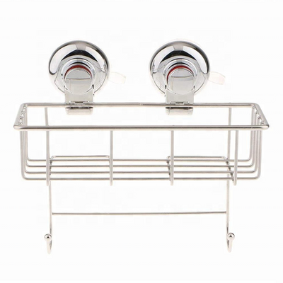 Shampoo Basket Shelf Organizer Storage Adhesive Shower Caddy With 2 Hooks For Bathroom Kitchen