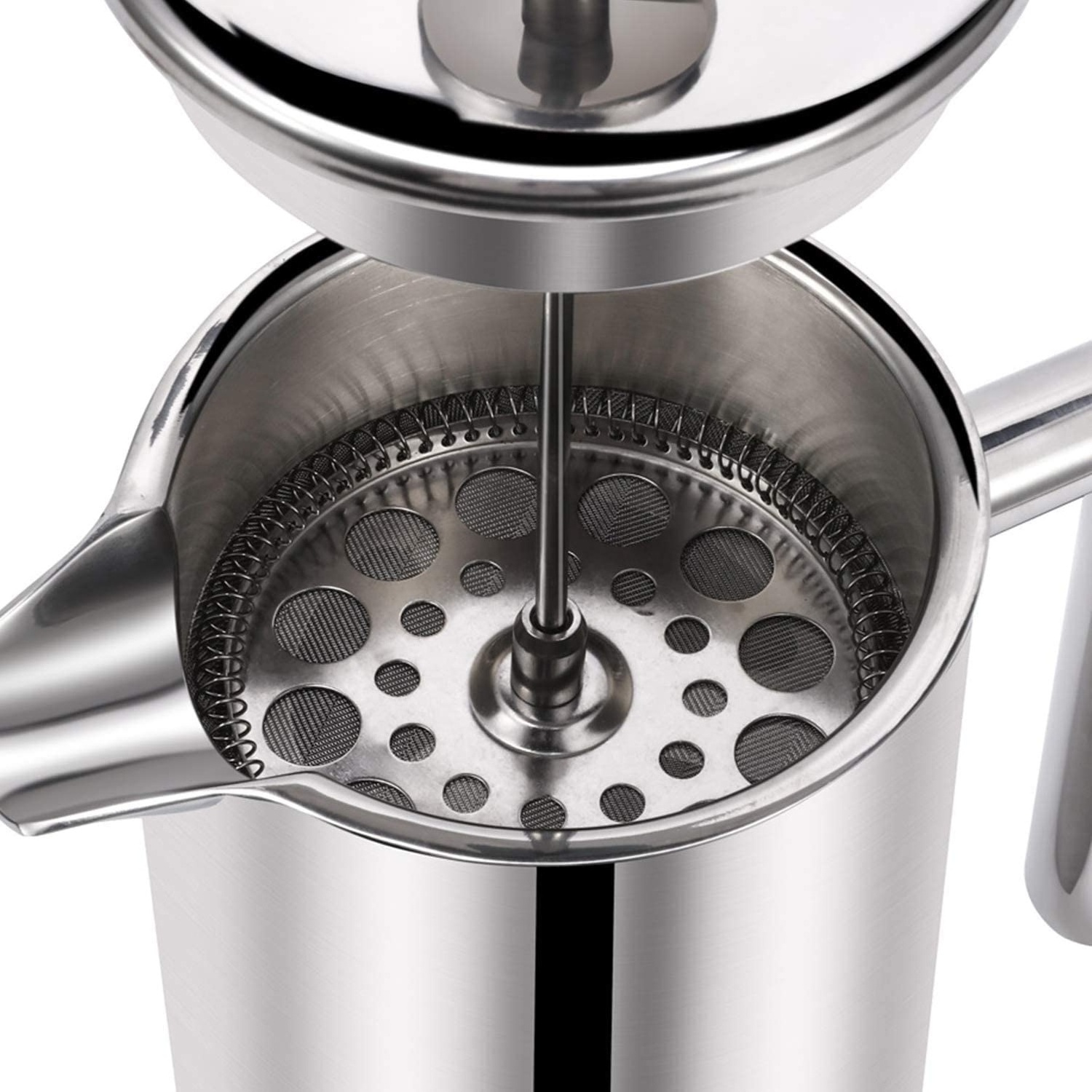 Double Wall Coffee Press 350ml 800ml 1000ml New Design Silver French Press Coffee Hot Tea Maker