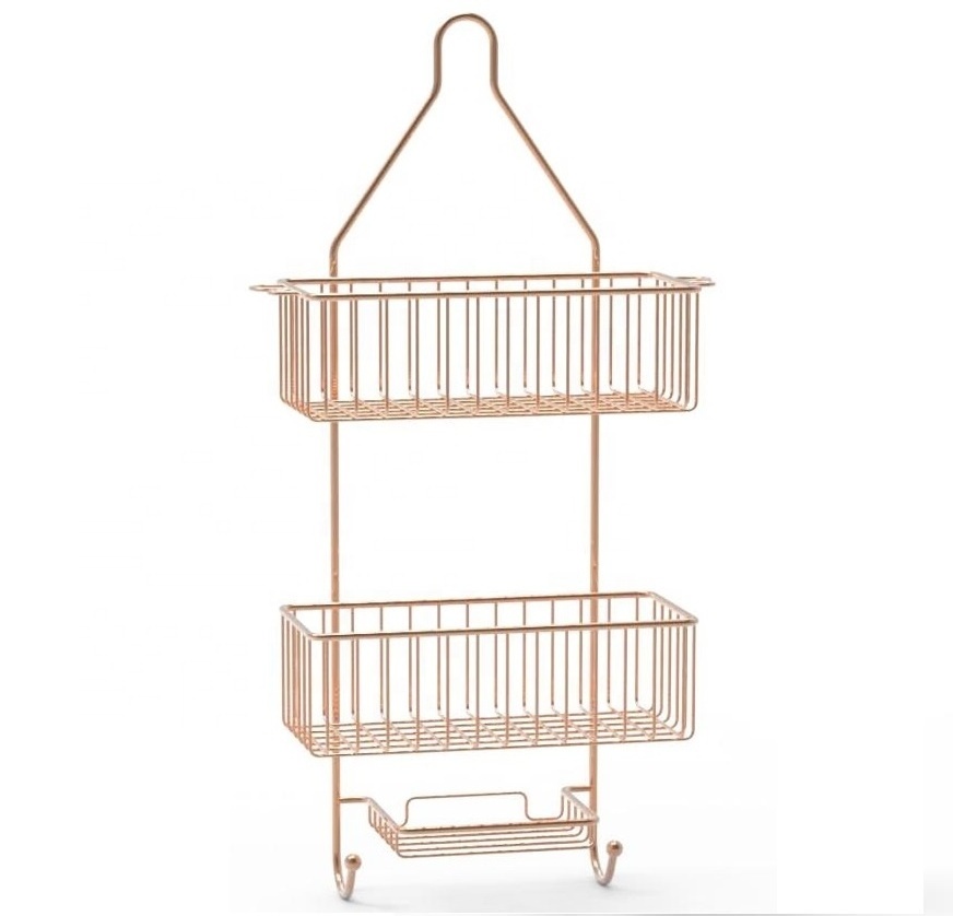 Modern Chromed Metal Bathroom Wire Hanging Rack Shower Caddy