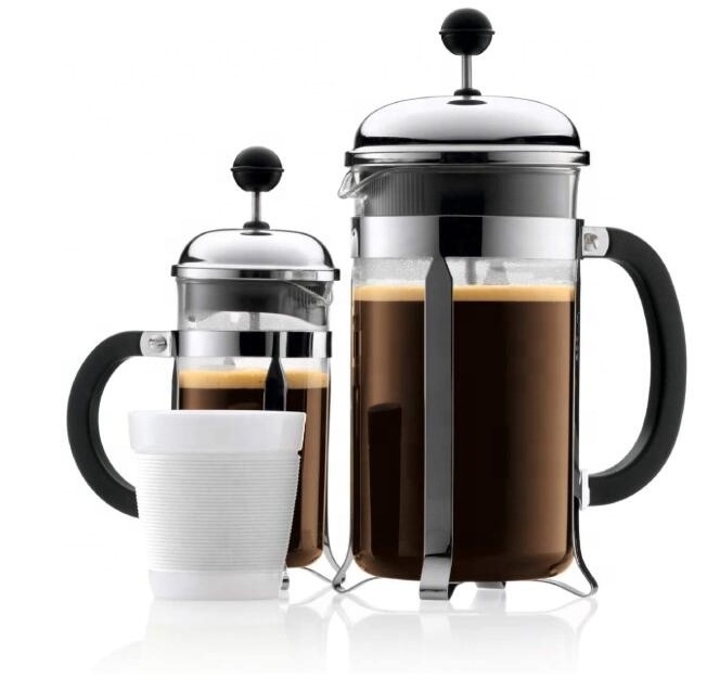 Borosilicate Glass Coffee Press With Plastic Handle Stainless Steel French Press Coffee Powder Coating Tea Maker