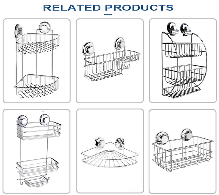 Shampoo Basket Shelf Organizer Storage Adhesive Shower Caddy With 2 Hooks For Bathroom Kitchen