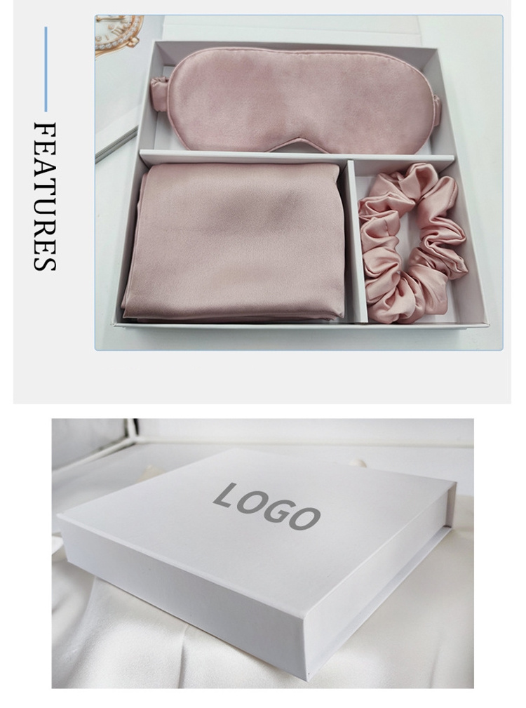 Custom logo Gift Package Box Luxury Silk Pillowcase Scrunchies Eye Mask Packaging Boxes Magnetic Flip Box