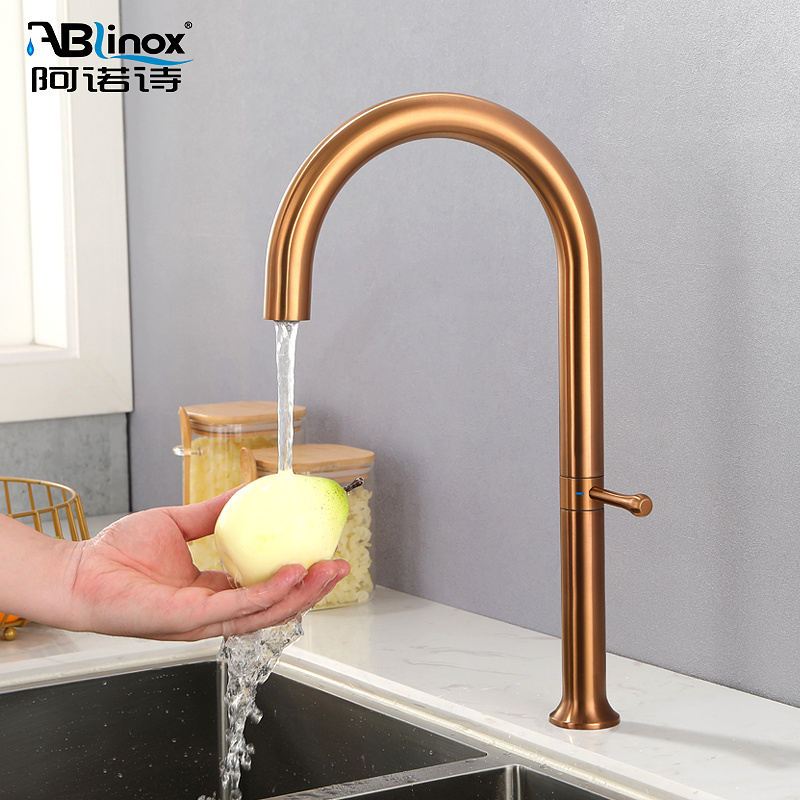 ABLinox Flexible design Kitchen Tap New Style Hotels Faucet Single Handle Stainless Steel Satin Rose Gold Drinking Water Faucet