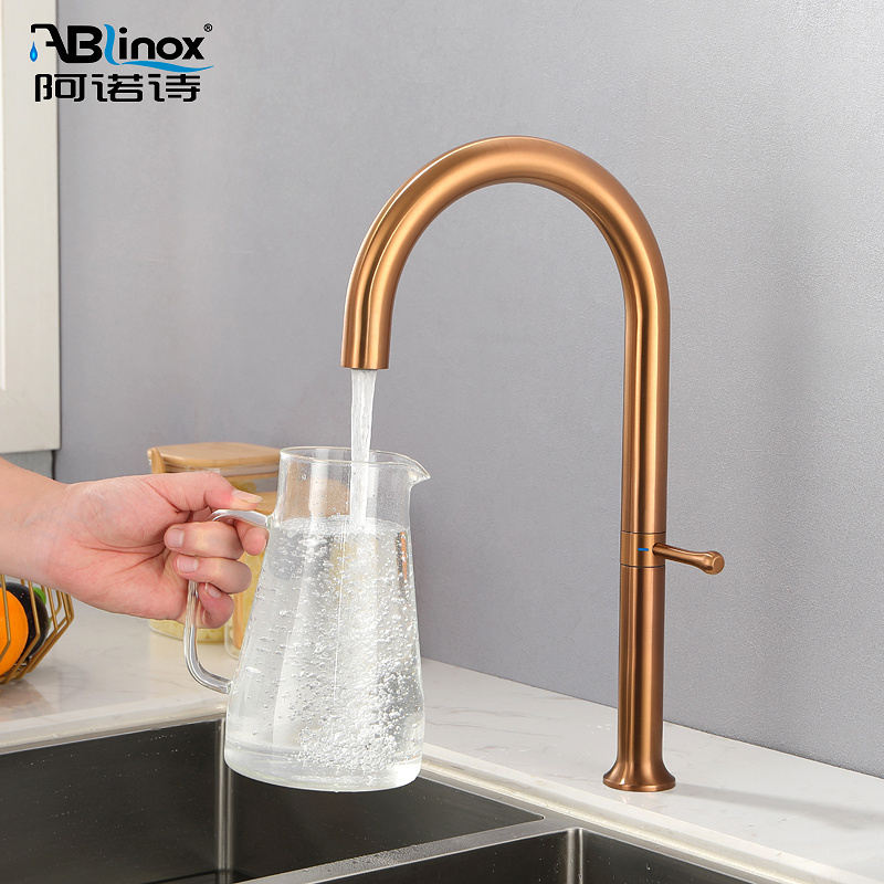 ABLinox Flexible design Kitchen Tap New Style Hotels Faucet Single Handle Stainless Steel Satin Rose Gold Drinking Water Faucet