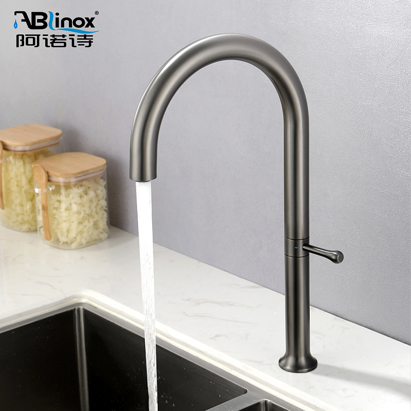 ABLinox Flexible design Tap High Quality Kitchen Hotels Faucet Single Handle Stainless Steel Satin Gun Grey Faucet