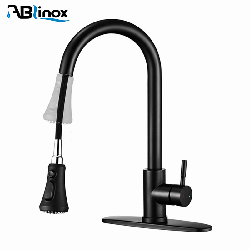 CUPC Stainless Steel High Quality Black Kitchen Faucets Kitchen Sink Tap Pull Out Kitchen Faucet