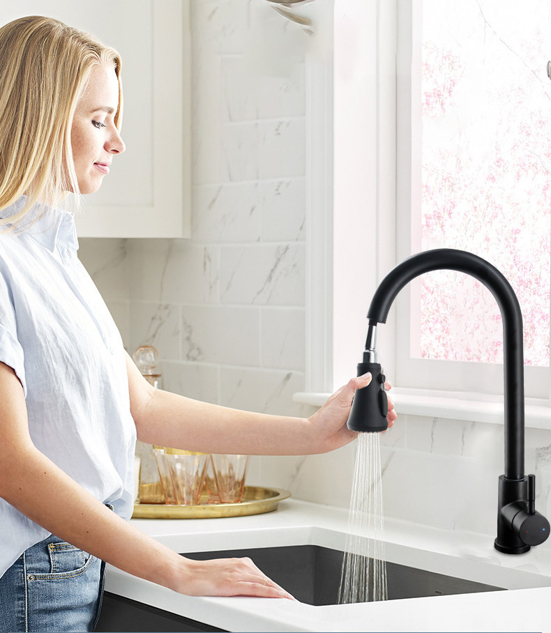 CUPC Stainless Steel High Quality Black Kitchen Faucets Kitchen Sink Tap Pull Out Kitchen Faucet