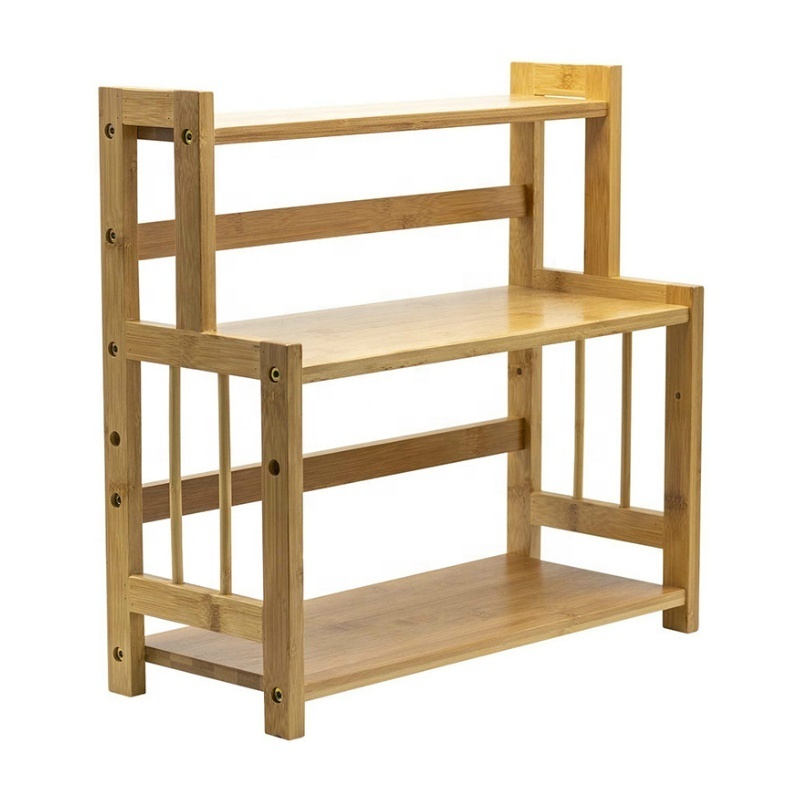 3 Tier Kitchen Countertop Storage Shelf Standing Bamboo wood Rack Storage for Spices Shelf