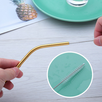 Stainless Steel Drinking Straw with Cleaning Brush Metal Straw and Brush Combination for Bar Accessories