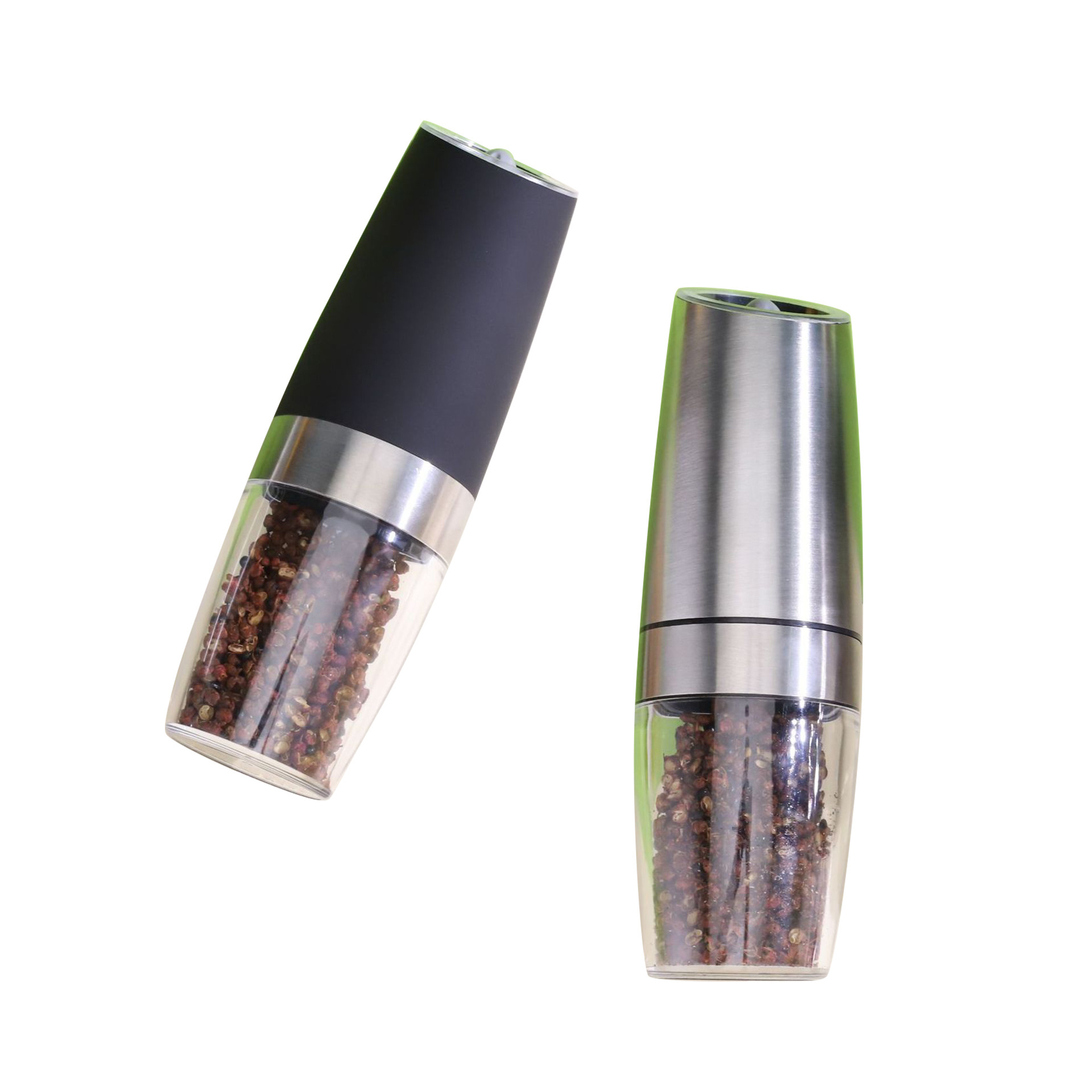 Automatic Stainless Steel Mill Electric Salt and Pepper Grinder Set Kitchen Tools Gravity Automatic Spice Mill with light