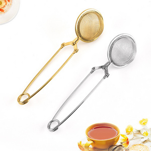 Mesh Coffee Herb Spice Filter Tea Difuser Gold Rose Gold Colored Plated Stainless Steel Tea Strainer Ball Infuser With Handle