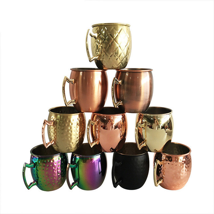 Stainless Steel 16oz Moscow Solid Copper Plated Drinking Hammered Cup Coffee Beer Mule Copper Mug