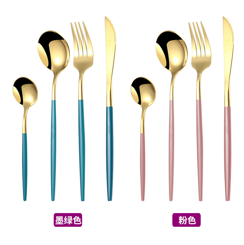 Top Quality Cutipol GOA PVD Coating Stainless Steel 18/0 Green Gold Dinner Tableware Cutlery Flatware 24Pcs Set With Case