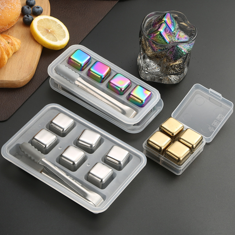 Bar Accessories Food Grade Stainless Steel 304 Metal Ice Cubes for Wine Whiskey Bar Beer