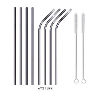 Stainless Steel Drinking Straw with Cleaning Brush Metal Straw and Brush Combination for Bar Accessories