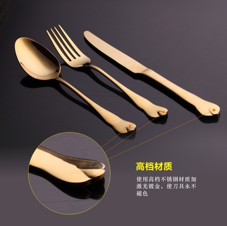 Factory Direct  Wedding Cutlery Set, Copper  Rose Gold Plated Stainless Steel cutlery