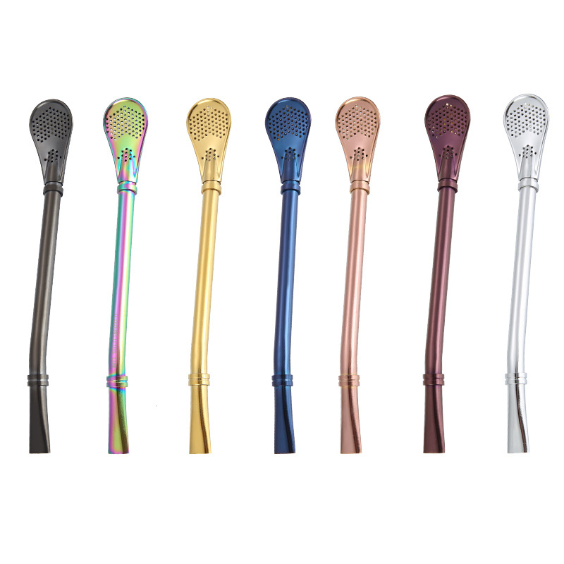 Food Grade Recyclable Metal Stainless Steel 304 Yerba Mate Tea Bombilla Drinking Straw Spoon