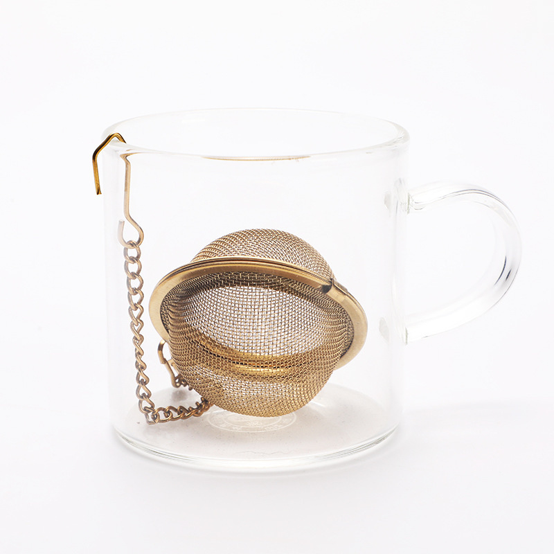 Brass shell heart mesh gold plated Loose Leaf Herbal Tea Accessories Steeper Brews Tea Infuser Filter Ball Gold Tea Strainer