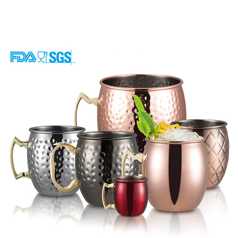 Top Selling Durable 500ml Shiny Moscow Mule Mug High Thermal Insulation Steel Tumbler with Handle for Coffee and Drinkware