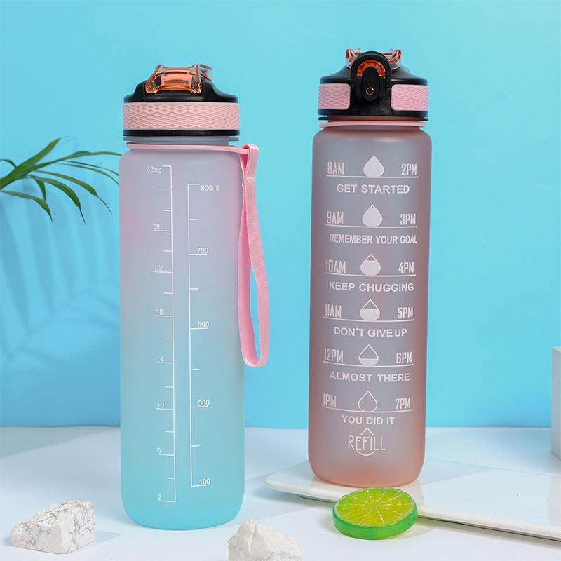 Fitness Sport Colorful Gym Gallon Tritan SK BPA Free Plastic Protein Air Motivational Water Bottle with time marker