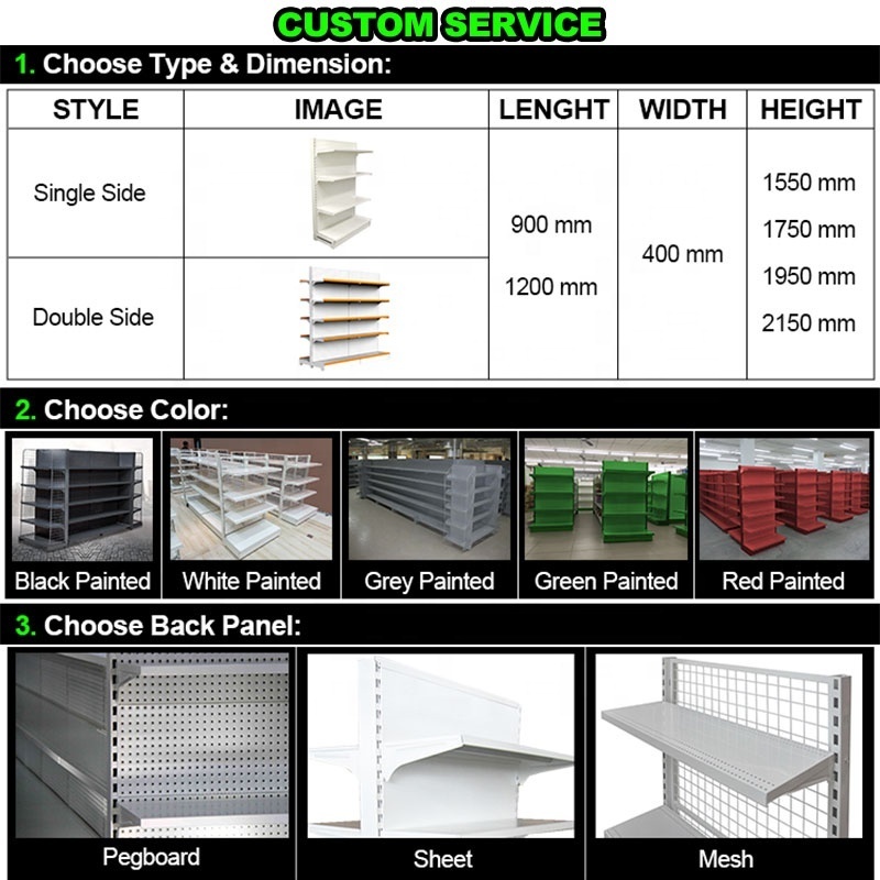 Customizable Commercial Gondola Shelving Display Retail Oem Supermarket Shelves Metal For Liquor Snacks Makeup Sale