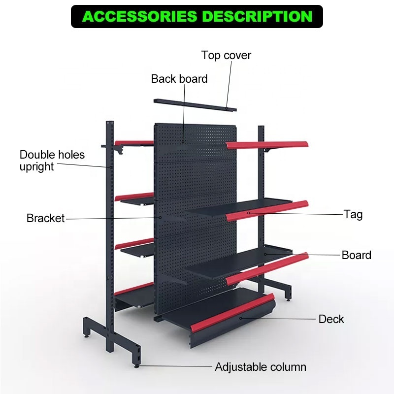 Easy Installation Store Back Mesh Gondola Metal Display Rack  Customized Shelving For Supermarket Supermarket Shelves