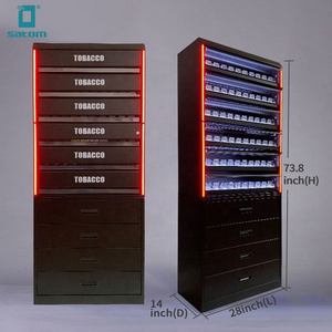 Satom Retail Tobacco Display Racks With LED Light For Sale Locking Cigarette Display Case