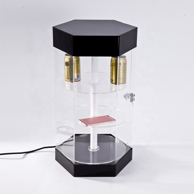 360 Degree Spinning LED Acrylic Rotating Earring Display Stand Necklace Items Display Cases