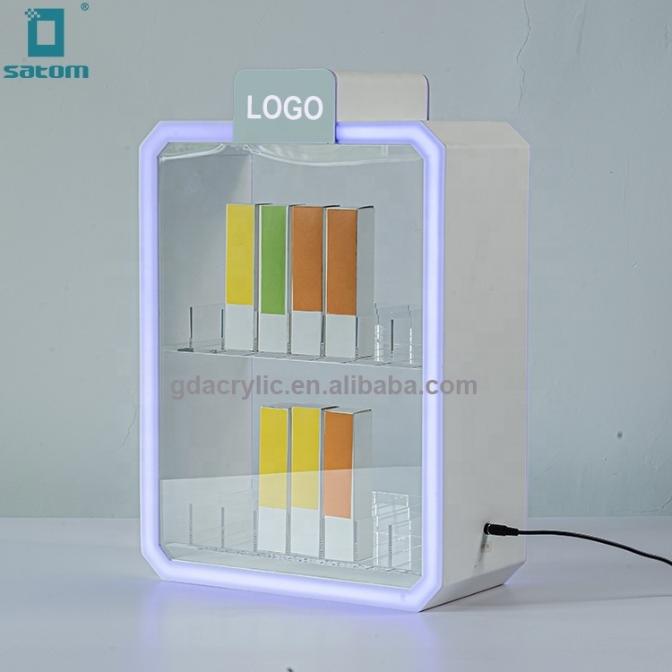 Dynamic LED Light Smokeless Acrylic Tobacco Display Shop Wholesale Display Cases For Sales Smoke Shop Displays