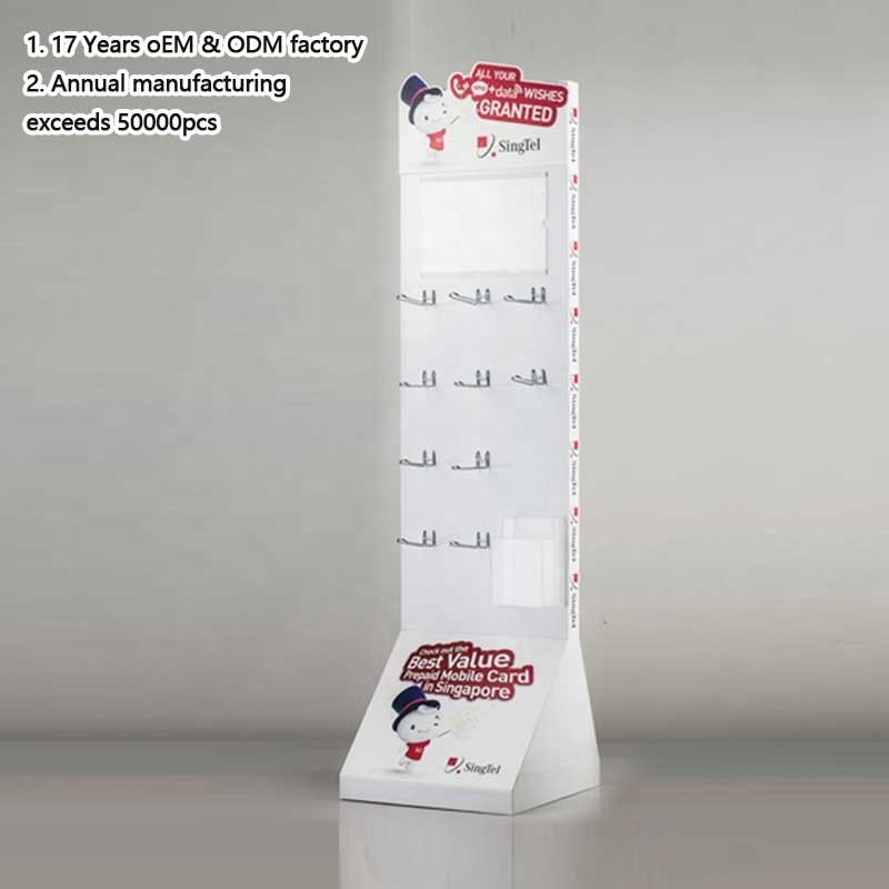 Two Sided Acrylic Socks Display Rack Stand With Hanging Hooks And Advertisement Holder