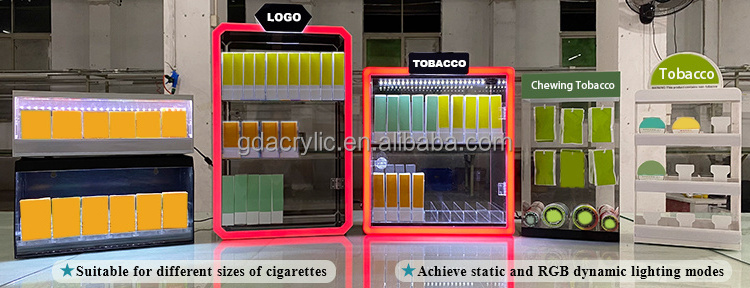 Dynamic LED Light Smokeless Acrylic Tobacco Display Shop Wholesale Display Cases For Sales Smoke Shop Displays