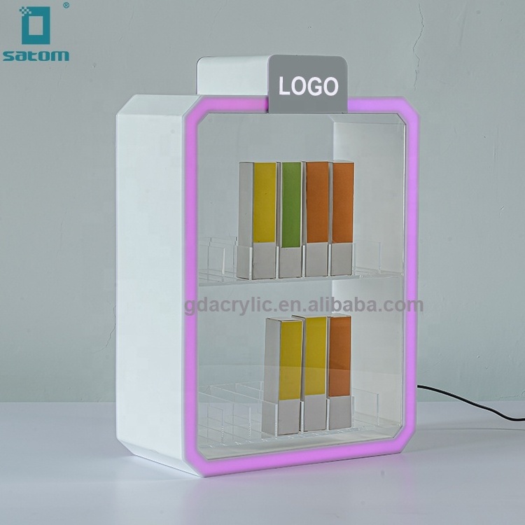 Dynamic LED Light Smokeless Acrylic Tobacco Display Shop Wholesale Display Cases For Sales Smoke Shop Displays