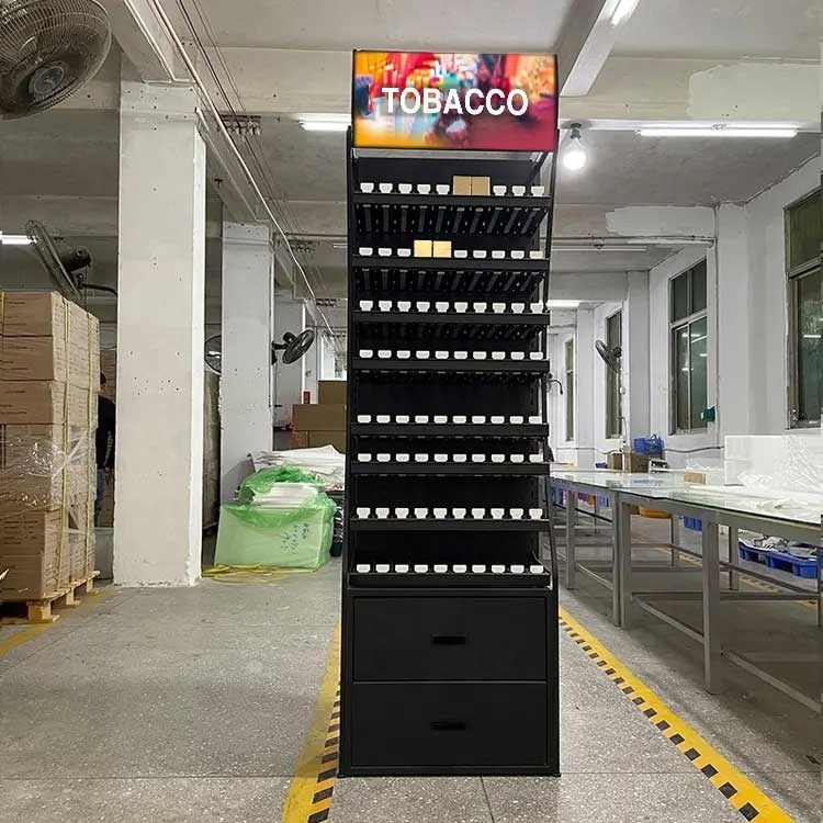 Cigarette Rack Manufacturers Used Retail Shop Led Stand Cigarette Tobacco Metal Display Rack Cabinet For Sale