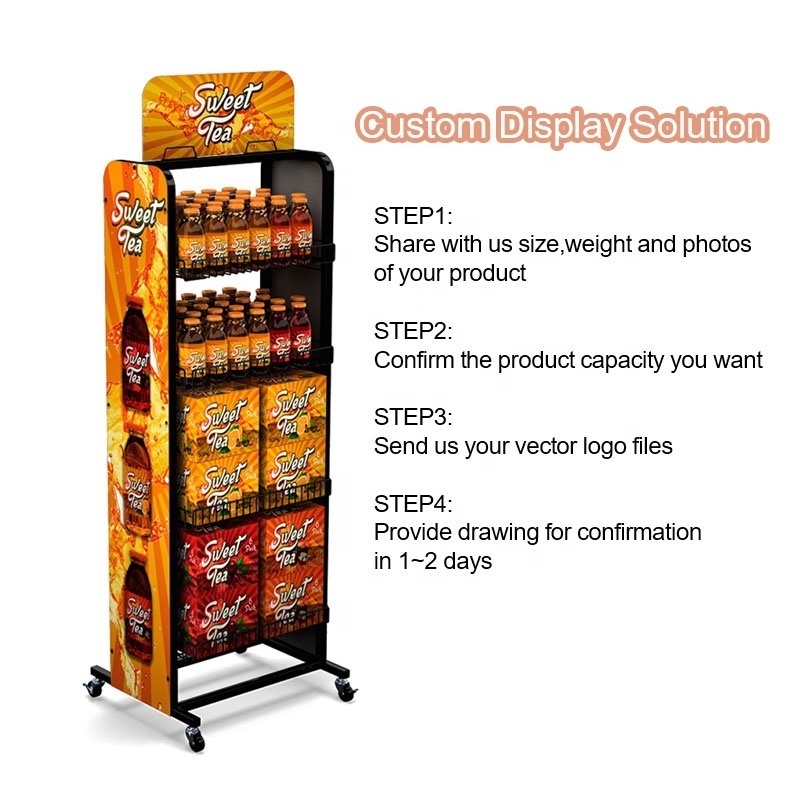 Supermarket Snack Display Rack Stainless Metal Wire Basket Candy Chocolate Potato Chip Display Rack Shelves