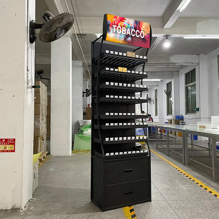 Cigarette Rack Manufacturers Used Retail Shop Led Stand Cigarette Tobacco Metal Display Rack Cabinet For Sale