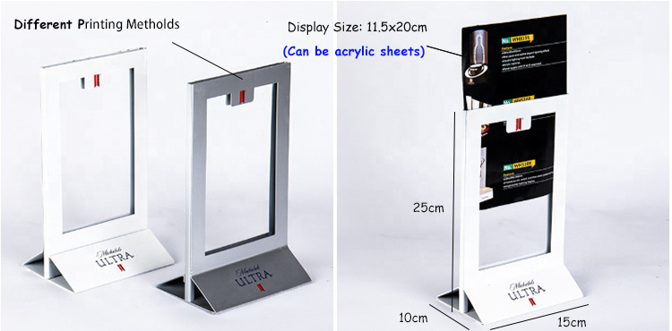 Wholesale Custom Slanted Sign Holder Menu Card Restaurant Metal Table Top Holder with Logo printing