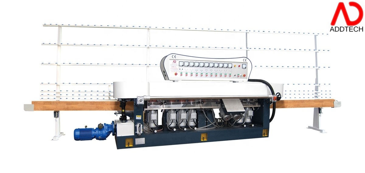 Full automatic edge polisher 10 Spindles Glass straight line edging machine with felt wheels