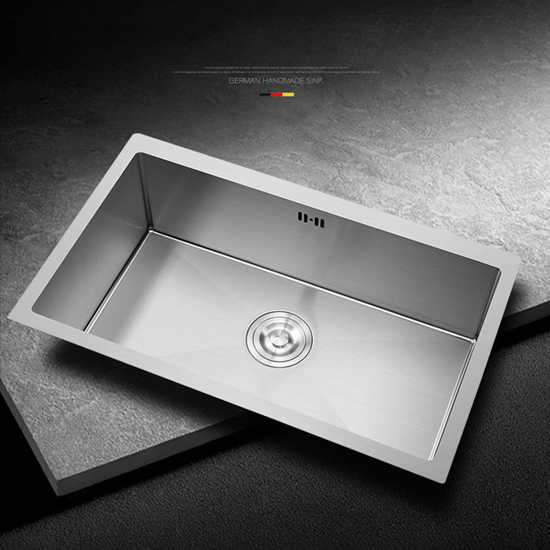 Handmade 304 Single Sink Large Built In Stainless Steel Undermount Kitchen Sink