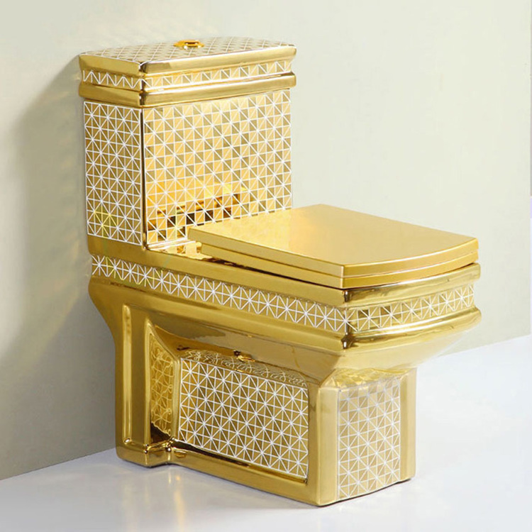 Square Shape Vaso Sanitario Gold Color Toilet Sanitarios Wc Luxury Commode Bathroom Ceramic Golden Toilet