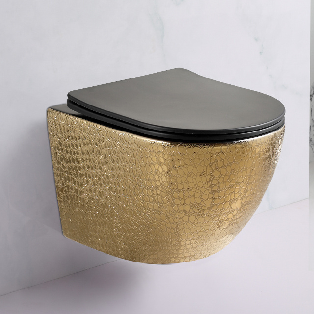 Luxury Gold Wall Hung Wc Bathroom Commode Floating Toilet Bowl Wall Mounted Ceramic Hanging Toilet