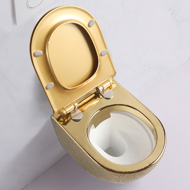 Luxury Gold Wall Hung Wc Bathroom Commode Floating Toilet Bowl Wall Mounted Ceramic Hanging Toilet