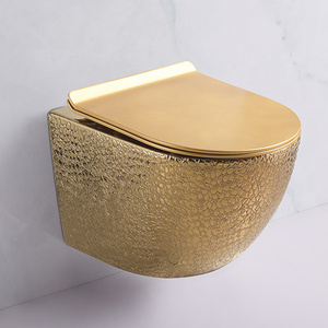 Luxury Gold Wall Hung Wc Bathroom Commode Floating Toilet Bowl Wall Mounted Ceramic Hanging Toilet