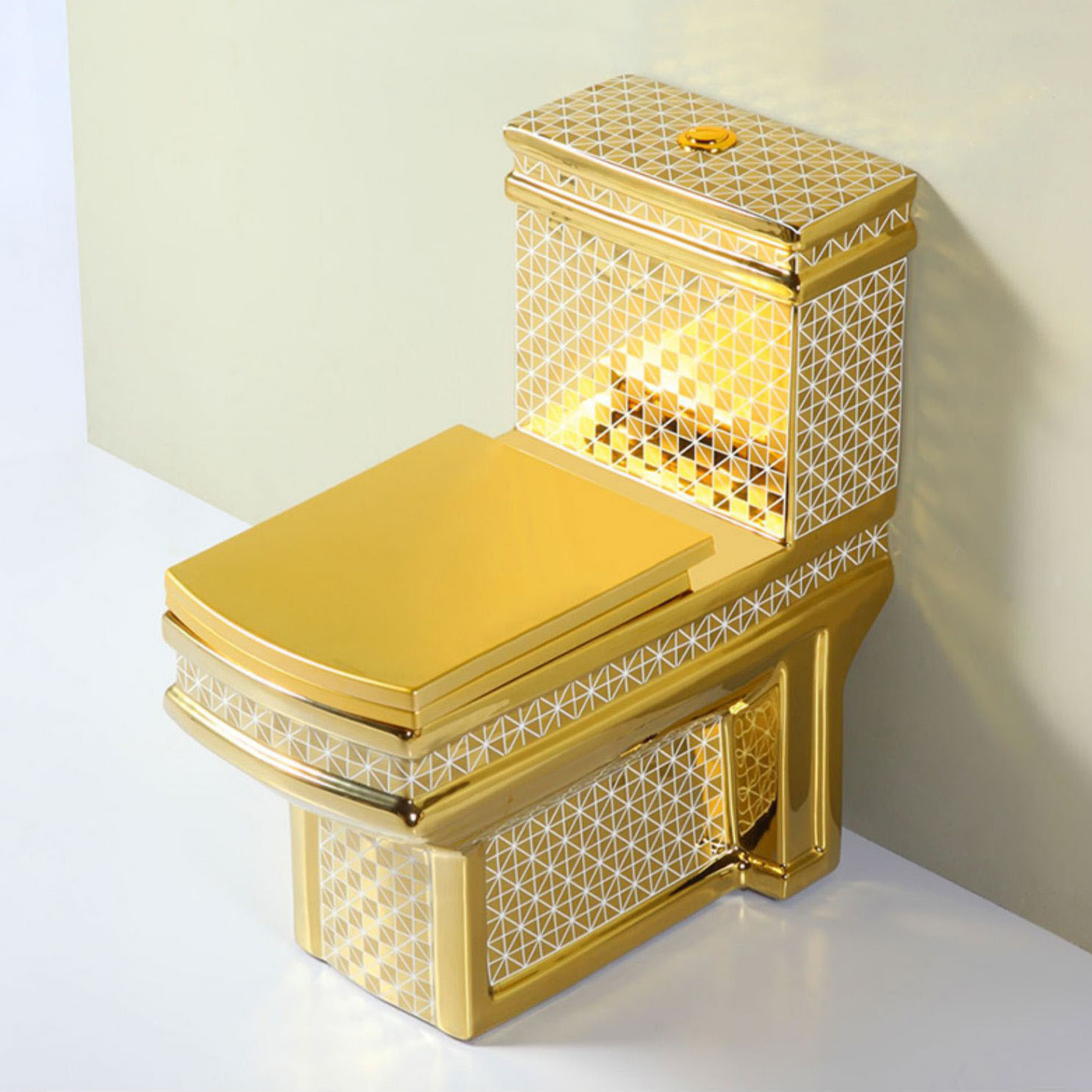 Square Shape Vaso Sanitario Gold Color Toilet Sanitarios Wc Luxury Commode Bathroom Ceramic Golden Toilet