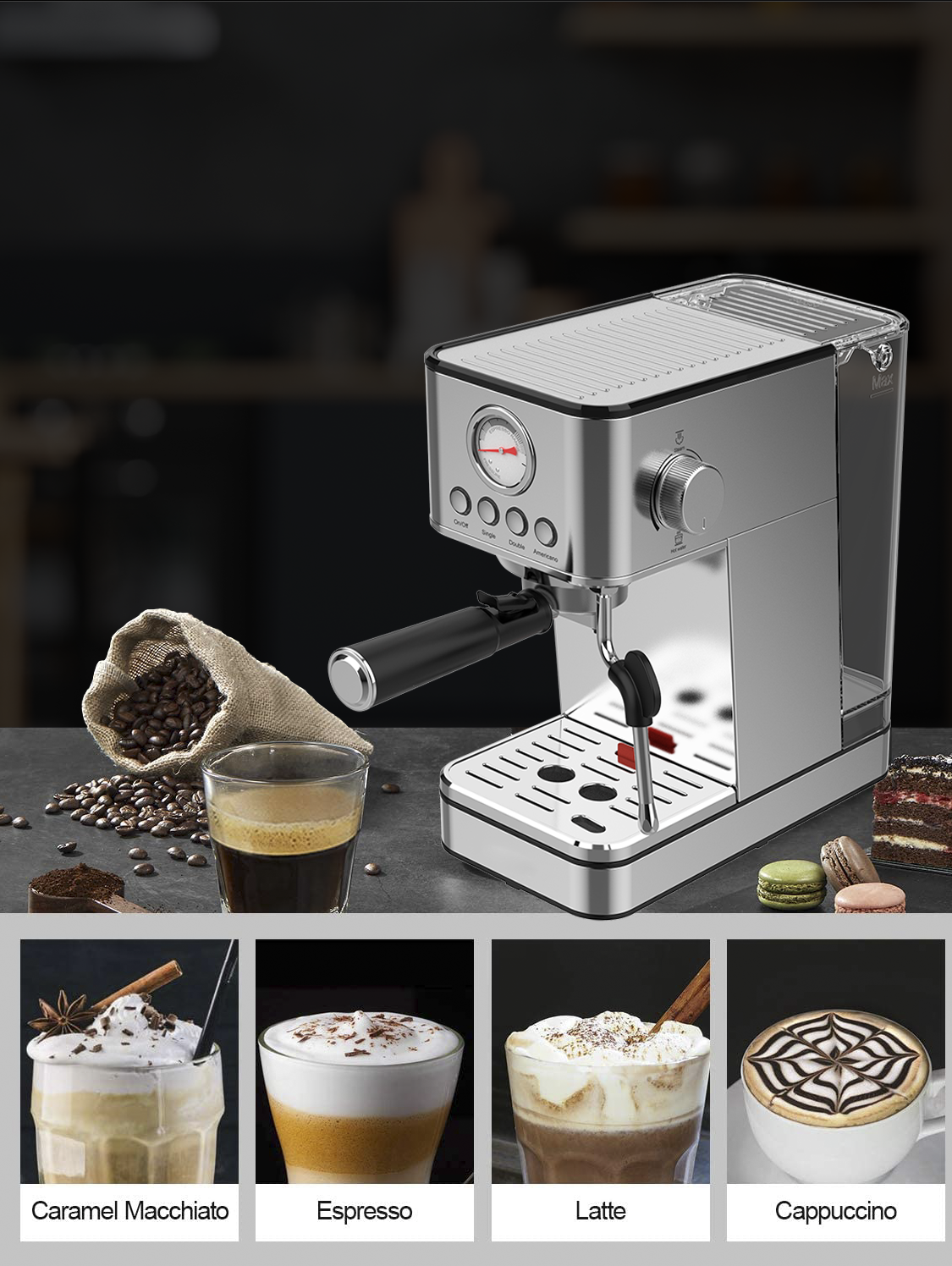 New Arrival Espresso Machine Style China Automated Cafe Cappuccino Coffee Maker