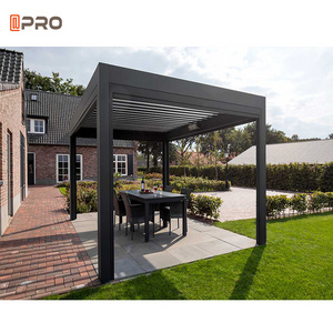 Aluminum patio glass gazebo outdoor system aluminum pergola gazebo with adjustable roof blinds