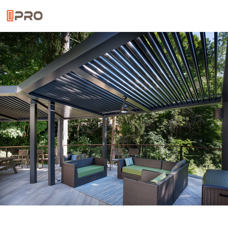 NFRC certificate 12X16 Galvanized Steel Modern Design Pergola Bioclimatique With Led Light Louvered Roof Pergola